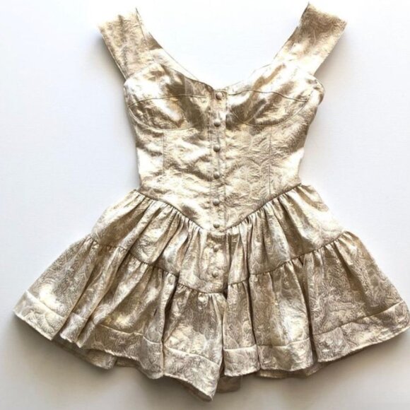 VANESSA MOORE Limited Edition Elizabeth Romper Dress ~ Victorian Gold. Sz Large - Picture 8 of 8